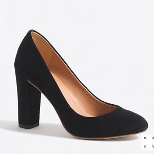J. Crew Black Block Heel Suede Pumps